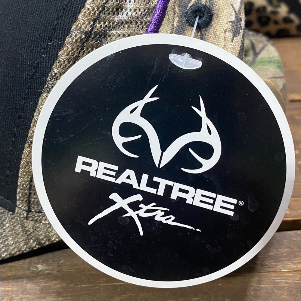 Realtree Xtra Hoosier Racing Tire Camouflage Hat with Black & Purple Details NWT - Picture 3 of 12